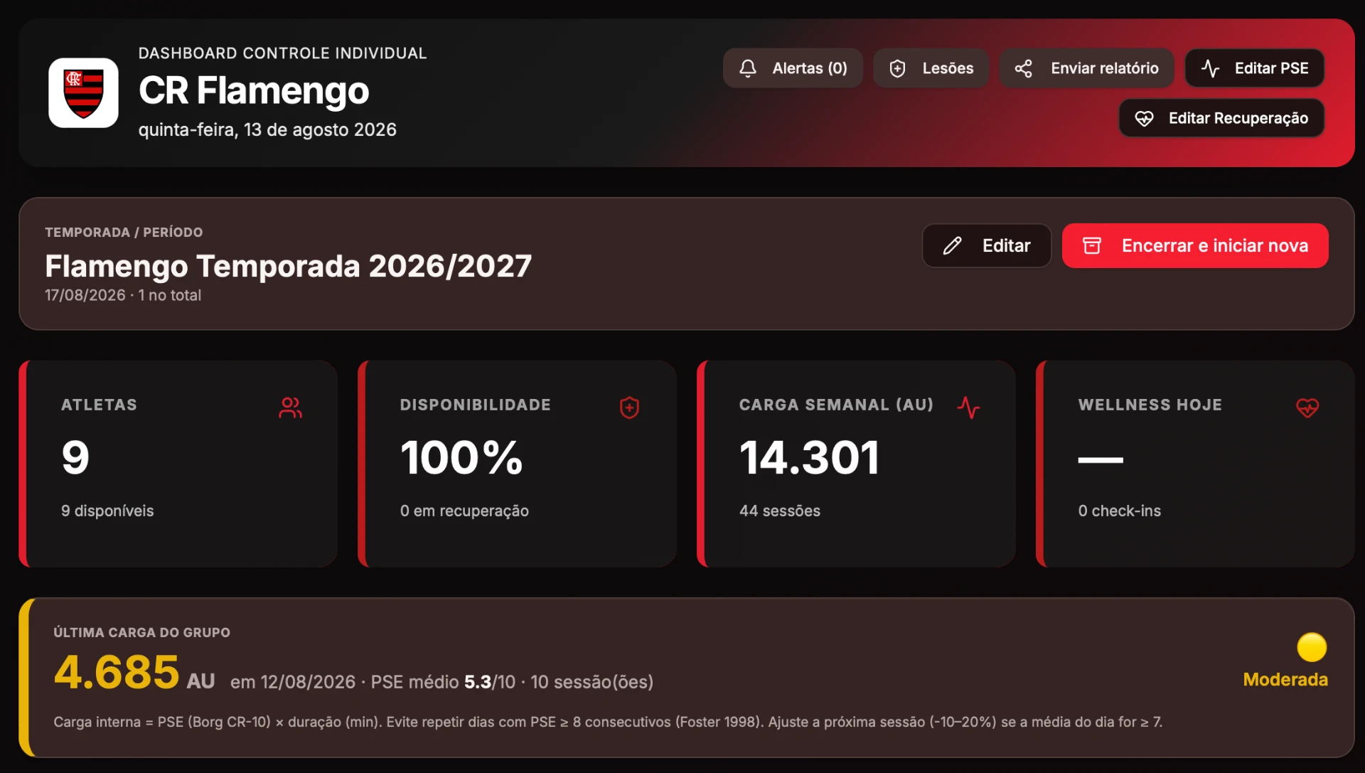 Aplicativo de performance no celular